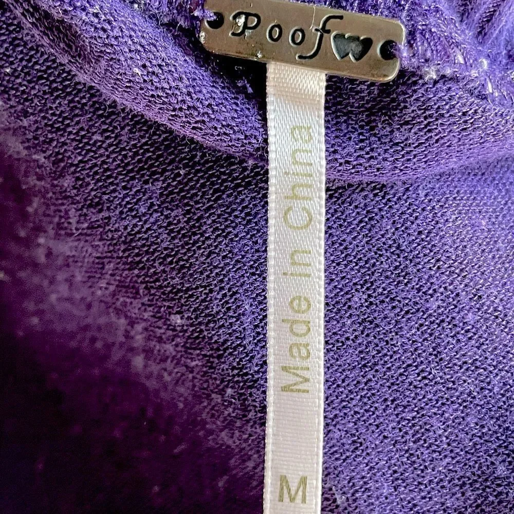 Women’s 3/4 Sleeve, Purple, POOF!-Brand, Scoop-Neck, Knit Sweater. Size Medium.